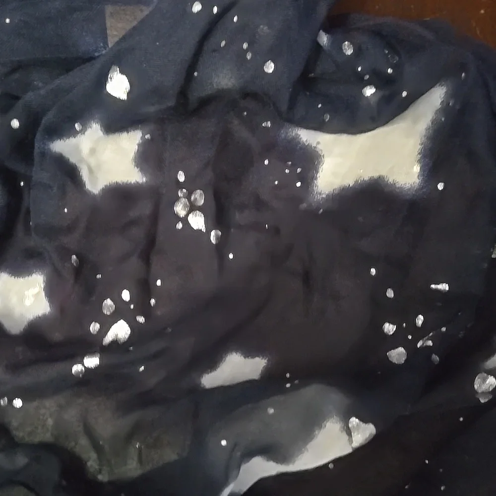 Sonoma Navy White Silver Star Pattern Infinity Scarf Polyester Washable New $28